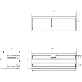 Korpus umyvadlové skříňky Mexen Box-A 120 cm, 2 zásuvky, ořech - 91AX0-1200-470-2-86