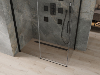 Mexen Omega výsuvná sprchová kabina 160 x 90 cm, průhledná, černá - 825-160-090-70-00
