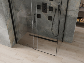 Mexen Omega výsuvná sprchová kabina 160 x 90 cm, průhledná, černá - 825-160-090-70-00