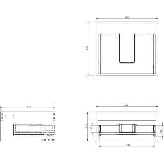 Korpus umyvadlové skříňky Mexen Box-A 50 cm, 1 zásuvka, černý lesk - 91AX0-0500-235-1-70
