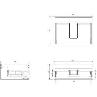 Korpus umyvadlové skříňky Mexen Box-A 60 cm, 1 zásuvka, ořech - 91AX0-0600-235-1-86