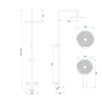 REA LUNGO Diamond Sprchová sada s termostatem - měď REA-P5964