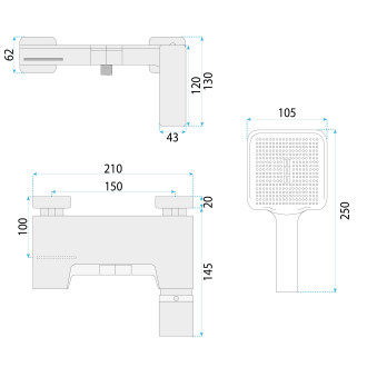 REA Joe Brush Gold Vanová baterie, kartáčovaná zlatá REA-B8992