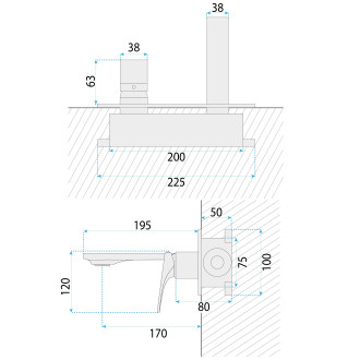 Rea Podomítková vanová baterie REA Joe Brush Gold REA-B3620