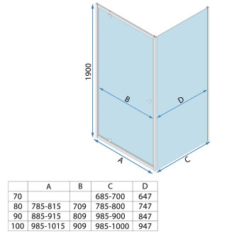 Rea Sprchový kout Rea Primo Swing 80x70 Chrome KPL-K2563