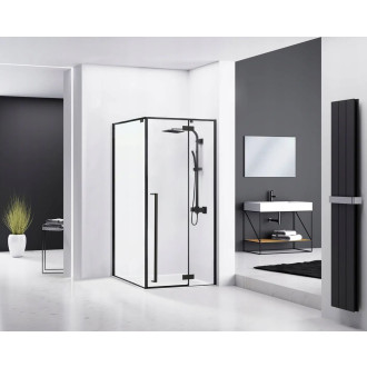 Rea skleněný kout průhledný bez vaničky 800x1000x1900 mm Fargo Black  REA-K6950