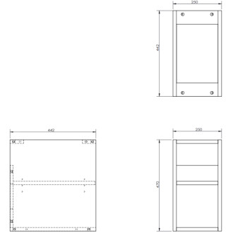 Mexen Box-A otevřená skříňka s policí 25 cm, grafit matný - 91AX2-0250-470-0-66