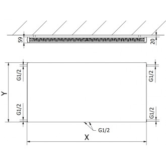 Deskový radiátor Mexen Flat CCF11 900 x 400 mm, spodní středové připojení, 436 W, černý - W6C11F-090-040-70