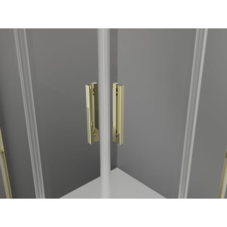 Sprchový kout Mexen Exo čtvercový, výklopný 80 x 80 cm, průhledný, zlatý - 8110-080-080-50-00