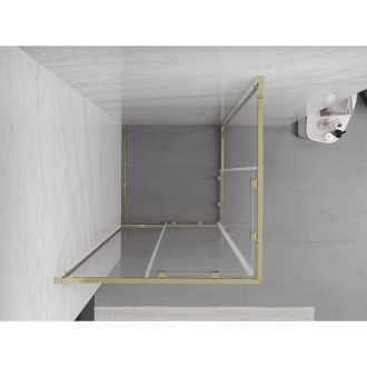 Mexen Exo čtvercový posuvný sprchový kout 90 x 90 cm, průhledný, zlatý - 8111-090-090-50-00