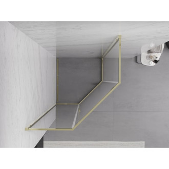 Sprchový kout Mexen Exo pětiúhelníkový výklopný 80 x 80 cm, průhledný, zlatý - 812-080-080-50-00