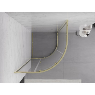 Mexen Exo půlkruhový posuvný sprchový kout 90 x 90 cm, průhledný, zlatý - 8131-090-090-50-00