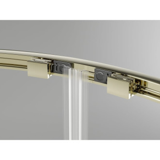 Mexen Exo půlkruhový posuvný sprchový kout 90 x 90 cm, průhledný, zlatý - 8132-090-090-50-00