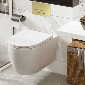 REA Podomítkový WC systém + tlačítka H - zlatý KPL-90008