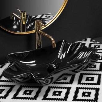 Rea Infinity umyvadlo na desku, černá + click clack REA-U3401