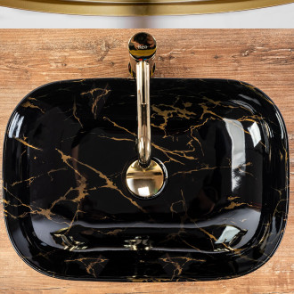 Rea Umyvadlo na desku Belinda Black Marble Shiny REA-U8907