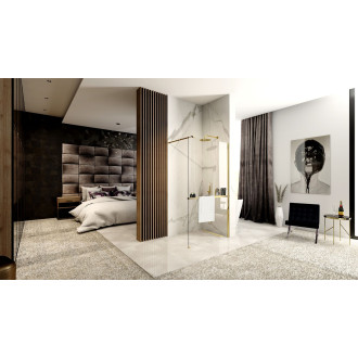 Sprchová zástěna REA Aero N 80 Walk-In + police a věšák EVO - zlatá