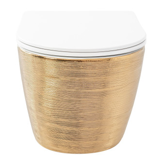 Rea Carlo Flat toaletní mísa, broušená zlatá REA-C6942