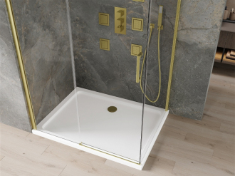 Mexen Omega sprchový kout 110x100 cm, průhledná, zlatá + vanička 825-110-100-50-00-4010