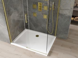 Mexen Omega sprchový kout 110x100 cm, průhledná, zlatá + vanička 825-110-100-50-00-4010