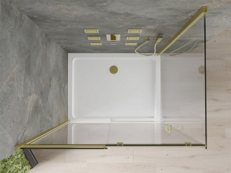 Mexen Omega sprchový kout 130x90 cm, průhledná, zlatá + vanička 825-130-090-50-00-4010