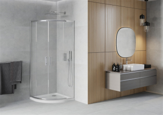 Sprchový kout Mexen RIO 90x90 cm, mráz, chrom + vanička, bílá 863-090-090-01-30-4110