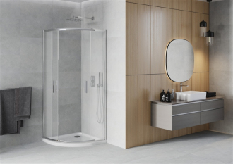 Sprchový kout Mexen RIO 90x90 cm, mráz, chrom + vanička, bílá 863-090-090-01-30-4110