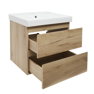 Koupelnová skříňka 2 zásuvková s umyvadlem SAT B-Way 59x50x45 cm dub mat BWAY260OAKU1