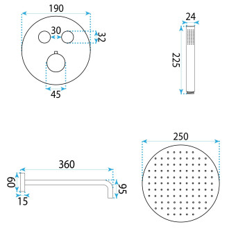 Rea Lungo Diamond + BOX Podomítková sprchová sada, chrom REA-P6967