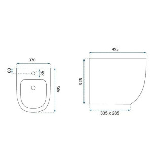 REA Carlo Mini závěsný bidet, lesklá černá REA-C6380