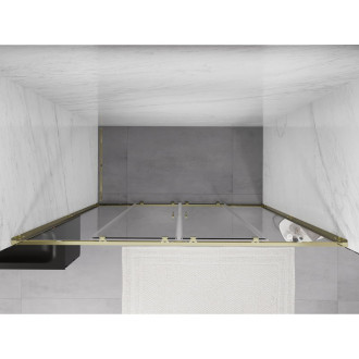Dvouposuvné sprchové dveře Mexen Exo 180 cm, průhledné, zlaté - 8152-180-000-50-00