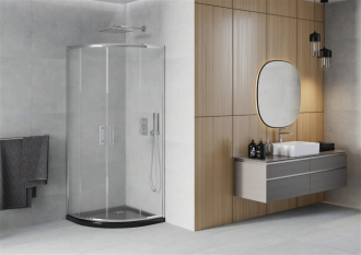 Sprchový kout Mexen RIO 90x90 cm, mráz, chrom + vanička, černá 863-090-090-01-30-4170