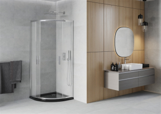 Sprchový kout Mexen RIO 90x90 cm, mráz, chrom + vanička, černá 863-090-090-01-30-4170