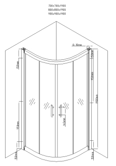 Mexen Rio sprchový kout 90x90, transp., černá + vanička, černá 863-090-090-70-00-4170B