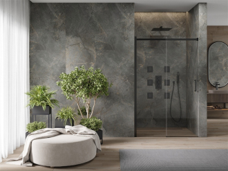MEXEN OMEGA sprchové dveře 100x190 cm 8 mm černá-čiré 825-100-000-70-00