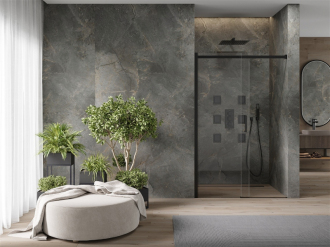MEXEN OMEGA sprchové dveře 140x190 cm 8 mm černá-čiré 825-140-000-70-00