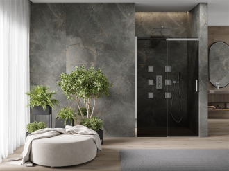 MEXEN OMEGA sprchové dveře 150x190 cm 8 mm chrom-kouřové 825-150-000-01-40