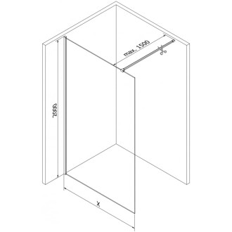 Mexen Kioto-X Sprchová zástěna 90 x 200 cm, matná 10 mm, kartáčovaný nikl - 800-090-101-97-30-X