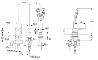 KLUDI AMEO Vanová 3-otvorová baterie, chrom 414480575