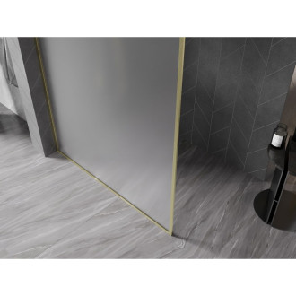 Mexen Kioto-XF Sprchová zástěna s rámem 100 x 202 cm, tloušťka mlhy 10 mm, kartáčované zlato - 800-100-104-55-30-X