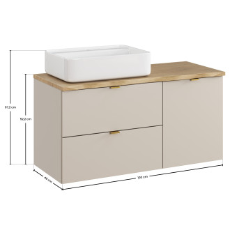 zestaw meblowy 100cm z blatem, szafką z koszem na pranie i umywalką nablatową Magic