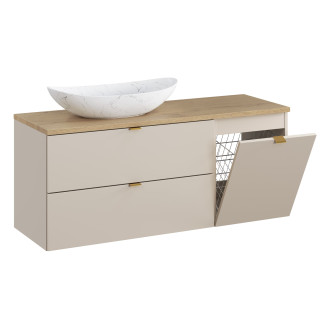 Zestaw meblowy 120cm z blatem, umywalką nablatową Lena i szafką z koszem na pranie