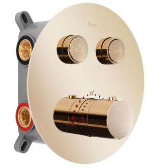 REA Lungo podomítková sprchová sada + termostat + BOX zlatá REA-P8550