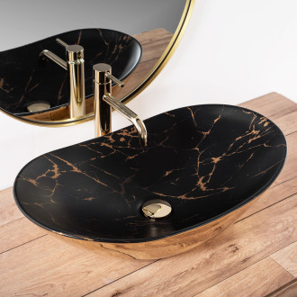 REA Umyvadlo na desku Royal In Black Marble Gold REA-U8008