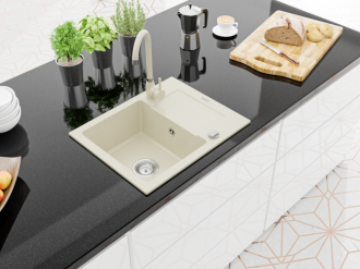 Mexen ENZO Jednodřez s odkapem 576x465x174, granit béžová 6506571005-69