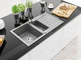 Mexen MATIAS Jednodřez s vaničkou 900x505x200, granit světle černá 6502901505-71