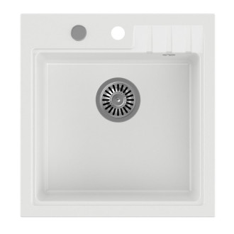 Granitový vestavný dřez mono, 50x52cm, bílá