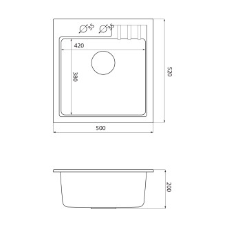 Granitový vestavný dřez mono, 50x52cm, bílá