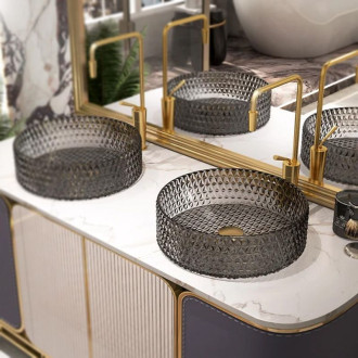 Rea Umyvadlo na desku Rea Cristal Grey 39 nikiel brush ring REA-U8880