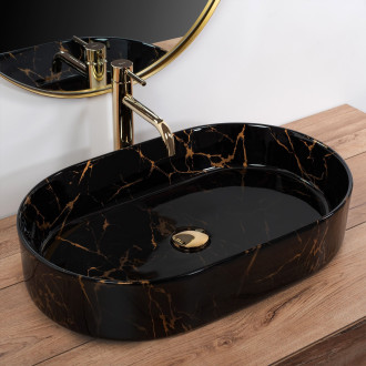 Umyvadlo na desku REA Nadia Black Marble Shiny